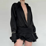2025 Fashion Trend Women's New Collar V Collar Horn Sleeve Mesh Repair