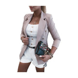 Zingj Wise Hot Style Autumn Simple Long Sleeve Double Breasted Suit Small Coat Women's