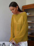 Zingj Sweater 2024 Spring / Summer New Female Perspective Thin Big Round Collar Horn
