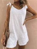 Solid Color High Waist Cotton Linen Pocket Fashion