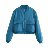 Color 2025 Spring And Autumn New Stand-Up Big Pocket Women's Jacket Women's