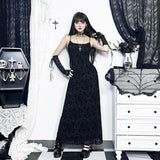 Dark Wind Sexual Personality Cross Flocking Suspenders Dress 2023 New Slim Bag Hip