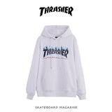 Fall New American Version Of Classic Flame Hooded Hoodie Men's Round Collar Loose Couple Hooded Jacket Ins