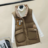 Black Down Cotton Vest Female Wear 2024 Autumn / Winter New Coat Korean Version Loose Casual Fashion Western Style Vest-Outfit