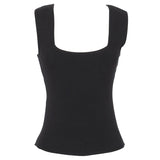 Zingj Korean Temperament Pure Color Square Collar Simple And Versatile Slim Bottom Shirt Early Autumn Bottom Belt Vest