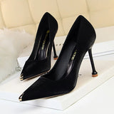 Zingj Fashion Banquet Women's Shoes With High Heel Satin Shallow Metal Pointed Sexy Show Thin Single