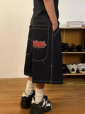 Vintage Hip Hop Y2k Skateboard Denim Shorts Baggy Harajuku Alphabet Street Shorts