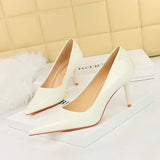 Zingj Simple Patent Leather Heels Women's Shoes With Shallow Pointed Versatile Commuter High