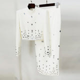 Star Fashion New Heavy Industry Nails Studded Short Top Dress Suit Two
