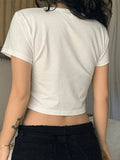 Butterfly Print White Crop Top- Outfit