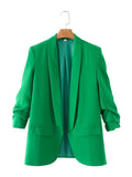 New Pleated Sleeve Sag Urban Leisure Candy Color Women's Suit