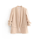 New Pleated Sleeve Sag Urban Leisure Candy Color Women's Suit