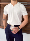 Fashion Men Short Sleeve Slim Polo Shirt Vintage Pattern Print Patchwork Knit Polo Shirt Men Casual Button Lapel
