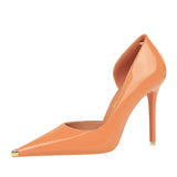 Zingj Fashion Simple Sexy Nightclub Show Thin Heel Ultra High Heel Side Hollow Shallow Metal Single
