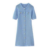 Women's Explosive Knitted Knitted Short-Sleeved Button-Knitted