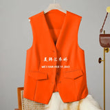 Zingj Vest Female 2024 Spring And Autumn New Korean Version Of Foreign Fashion Trend Vest Rice White Horse Clip Suit