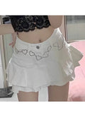 women's skirts gothic low waist white patchwork A-line skirt aesthetic outfit punk retro harajuku street style mini