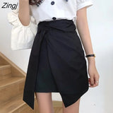 Women Summer A-line Asymmetrical Irregular Chic Elegant Womens Mini Skirt Slender Korean Style New Stylish Vintage