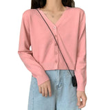 Women Newly Patchwork Cardigans 2023 Fashion Slim Ladies Knitted Sweater Long Sleeve Buttons