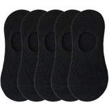pieces = 5 pairs Women Invisible Solid Color Socks Slippers Ladies Polyester Cotton Non-slip Silicone Ankle Socks