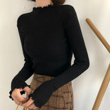 Spring Autumn Winter High Elastic Slim Sweater Women Turtleneck Ruched Women Sweater Fashion Solid Chic Knitted