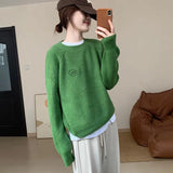 Zingj Classic College Lazy Wind Round Collar Sweater Autumn Winter New Korean Version Loose Versatile Fashion