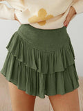 Smock Tiered Ruffle Mini Skirt-Outfit