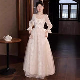 Evening Dress Woman 2025 New Winter Banquet Elegant Temperament Famous Slim Dress Mid-Long Evening