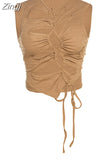 Women New Y2K Sexy&Club Patchwork Asymmetrical Hollow Out Tank Elastic Skinny Hole Shirring Lace Up Camisole Chic