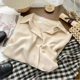 Chiffon Blouse for Women Elegant Social Women's Shirt Para Mujer Office Outfits Women Women's Long Sleeve Top White