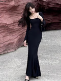 Bodycon Evening Party Club Mermaid Dress Women Elegant Slim Runway Corset Robe Spring Autumn New Fashion Streetwear