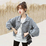 Zingj New Denim Jacket Female Loose Korean Version Of The Retro Web Celebrity Bat Sleeve Student Jacket Fashion-Outfit