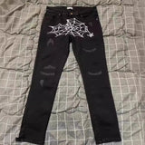 Hip Hop Jeans High Street Trousers Men's Hip-Hop Cobweb Design