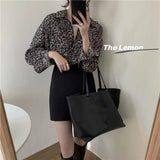 New Spring 2023 Women's Clothing Leopard Print Shirt for Women Street Style Long Sleeve Top Boho Chiffon Blouse for