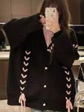 And Winter Loose Knitted Sweater Women Fashion Lace-up Long Sleeve V-Neck Knit Cardigan Ladies Casual Versatile
