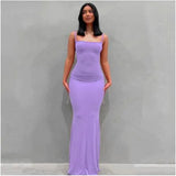 Sleeveless Bodycon Long Skims Dress Women Off The Shoulder Sexy Slim Backless Maxi Dresses Summer Vestidos Mujer
