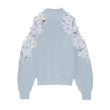 Japanese Pullovers 2022 Early Spring New Women Sweater Fashion Half Turtleneck Off Shoulder Embroidery Printing