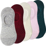 pieces = 5 pairs Women Invisible Solid Color Socks Slippers Ladies Polyester Cotton Non-slip Silicone Ankle Socks