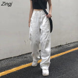 Leg Jeans Women White Newest Casual New Spring Autumn Chic Korean Style Streetwear Loose Students High Waist Female