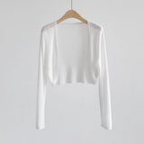 Zingj Silk Cardigan Long-Sleeved Buttonless Shawl Ultra-Thin Knitted Sunscreen Shirt With V-Collar Of Women's Air-Conditioning