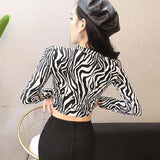 High Neck Leopard Print Fitted Pullovers Long Sleeve Tee Shirt Autumn Casual Women