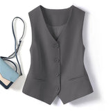 Zingj V-Neck Small Suit Vest Female Outside With Vintage Short Fold Wear Stylish Vest Horse Jacket Sleeveless Vest
