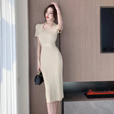 Zingj Style Design Short-Sleeved Knitted Dress For Women In Summer, A New High-End Dress With Thin Waist And