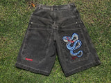 Y2k Denim Shorts Street Hip-Hop Retro Graphics Black Loose Gothic