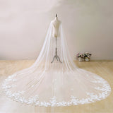 White Ivory Wedding Accessories Lace Appliques Bridal Shoulder Veil Cathedral Tulle Long Cape Cloak Shawl WED Cape