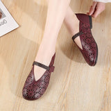 Zingj First Layer Of Cowhide Summer New Flat-Soled Women's Shoes Leisure Leather Sandals Comfortable Breathable Mother's