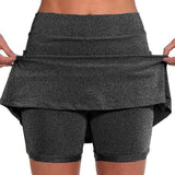 Solid Color Medium Waist Skirt, Exercise Yoga, Three-Point Shorts, Skirt