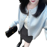 Zingj Soft Waxy Feeling Light Blue Sweater Spring Sweater Female Coat New Simple Short Money Wear Cardigan
