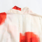 Spring Shirt-Printed Short-Sleeved Belt Dress
