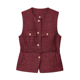 New With Belt Beads Texture Vest